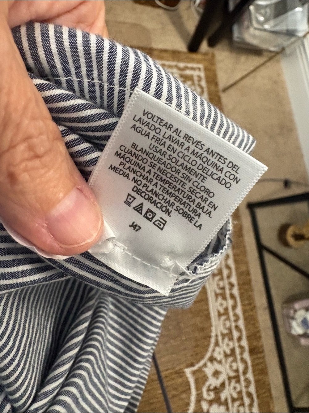 Time & Tru NWOT womens striped blue white striped pearl embelished blouse xxl/20 - Picture 6 of 8